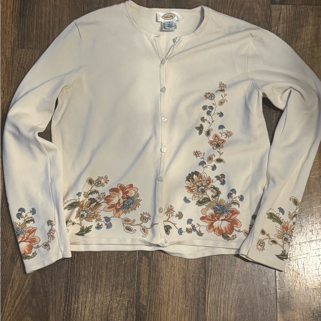 Talbots Cream Button-Up Cardigan